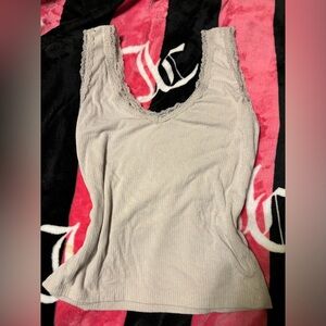 Small Fitz+Eddi beige laced tank top, good condition, Y2K style